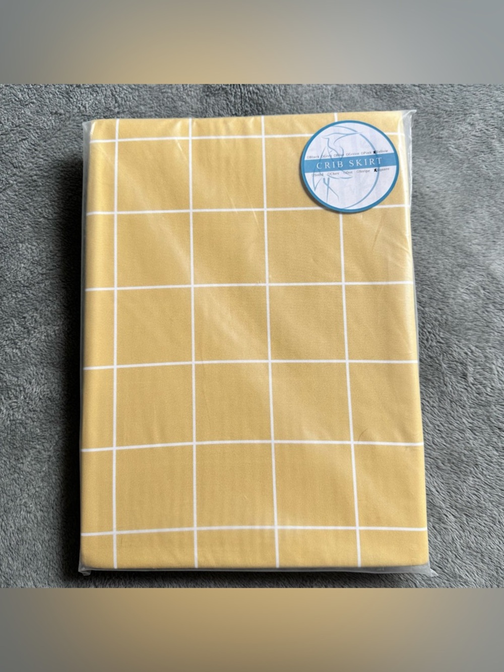 NWT! Standard Crib Skirt- Yellow Gingham Plaid